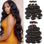 Beauty Forever 7A Brazilian Body Wave Human Hair Weave 3 Bundles,Unprocessed Remy Human Hair Wavy Weaves Sew in Natural Color (14 16 18, Natural Color Bundles)