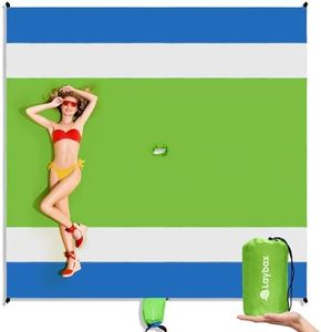 Laybax Beach Blanket with Umbrella Hole, Extra Large Sand Free Beach Blanket,10 Foot Blanket with Retractable Umbrella Hole, XL sandproof Beach mat with Sand Pockets and Stakes (Green)