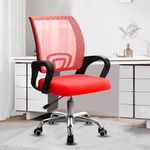 Casa Copenhagen Mesh Mid Back Office Chair/Study Chair/Computer Chair/Revolving Chair/Desk Chair for Work from Home -Metal Base, Height Adjustable Seat - Cherry Red & Jet Black Handle