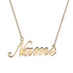 JewelryWe Personalised Name Pendant Stainless Steel Necklace for Men Women Girls,Gold