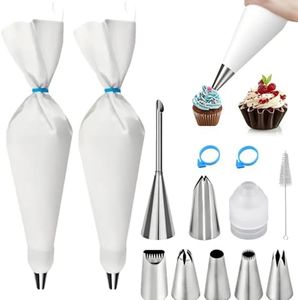 USHYIMJT Reusable Piping Bags and Tips Set - 16inch Pastry Bags for Cake Decorating, Cupcakes, Cookies | Durable Cotton Exterior, Easy to Clean, Eco-Friendly Baking Kit for Home Bakers & Chefs