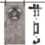 SMARTSTANDARD 8.2 FT Barn Door Hardware Kit -Sliding Barn Door Track - Smooth and Quiet - Easy to Install - includes Step-by-Step Installation Instructions - Fits 48" Wide Door Panel (J Shape Hanger)