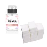 Sminakh Gel Nail Polish Remover 1000 Pcs Lint Free Nail Wipes Cotton Pads With 1 Push Down Pump Dispenser Bottle Acetone container With Cotton pads