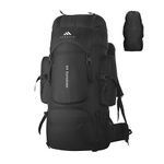 MOUNTILE 60L Travel Backpack with Water Proof Rain Cover, Shoe Compartment - Camping Hiking Rucksack Trekking Bag (Black) - MTL02