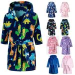 Kids Bathrobes Toddler Cartoon Animal Robe Boys Girls Bathrobe Children Hooded Blue Dinosaur Sleepwear Pajamas 6-7 years