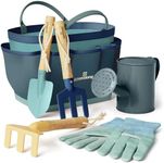 Kinderific Gardening Set, Tool Kit, for Toddlers and Kids 2 Years and up, STEM, Includes Tote Bag, Spade, Watering Can, Rake, Fork, Trowel and Glove (Blue)