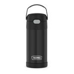 THERMOS FUNTAINER 12 Ounce Stainless Steel Vacuum Insulated Kids Straw Bottle, Matte Black