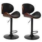 ERGOMASTER Bar Stools Set of 2 for Kitchen Island, Adjustable Swivel Counter Height Barstools, PU Leather Upholstered Bar Chairs with Back for Bar, Restaurant, Seat Height 23.5 to 32 Inch, Black