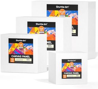 Shuttle Art Painting Canvas Panel, 52 Multi Pack, 5x5, 6x6, 8x8, 10x10 inch (13 PCS of Each), 100% Cotton Art Canvas Board Primed White, Blank Canvas for Kids Adults for Acrylic Oil Painting