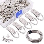 Rustark 60Pcs Heavy Duty D Ring Picture Hangers Double Hole with Screws for Home Decoration Picture Hanging Solutions.