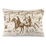 Western Throw Pillow Cover Queen Size Country Theme of American Wild West Desert with Cowboys Lumbar Pillow Case Soft Standard Pillow Cases with Zipper Decorative Cushion Covers Protector,20"x30"