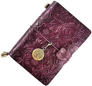 Refillable Leather Journal, Handmade Purple Leather Notebook with Bookmark for Men & Women, Vintage Leather Notepad Sketchbook Perfect for Writing, Gifts, Travelers (Purple, Passport)