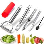 GZMAISULEE Vegetable Peeler Set Julienne Peeler 6 Pcs Stainless Steel Kitchen Peelers Kit for Apple Fruit Cucumber Carrot Potatoes with Garlic Peeler