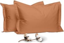 100% Egyptian Cotton Pillow Cases, a Set of 2 Cool Pillowcase, Long-Staple 100% Cotton Breathable, and Soft Sateen Weave Bed Pillow Cover, Comfy Pillow Covers 48 * 74 CM (Caramel Orange)