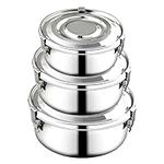 3 Pack Premium Stainless Steel Food Containers,Leakproof Bento Lunch Box with S.S.Lids,Stackable Sandwich Snack Containers for Work School Travel (22oz,34oz,54oz)