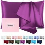 Silk Pillow Cases for Hair and Skin Mulberry Silk Pillow Cases Soft Silk Pillow Cases with Zipper Both Sided Natural Beauty Sleep Silk Pillowcase 1 Pack for Gift (Queen, Purple)