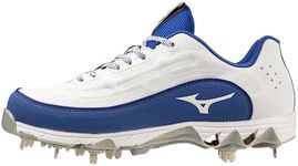 Mizuno Women's 9-Spike Swift 8 Low Metal Softball Cleat, White-Royal, 7.5