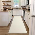 LEEVAN Hallway Runner Rug 2.6' x 8', White Braided Kitchen Runner Rug, Washable Woven Reverisible Bathroom Runner, Farmhouse Entryway Rug, Low-Profile Floor Carpet for Doorway/Laundry Room/Bedroom