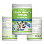 Pet Wellbeing Ultimate Probiotic 9 Strains with Prebiotics for Dogs - Supports the Gut Microbiome, Healthy Digestion, Immune System Support, FOS, 2.5 Billion CFU - 11.29 oz (320 g) Powder