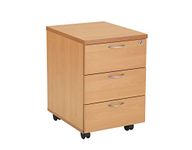 Office Hippo Heavy Duty 3 Drawer Mobile Pedestal Storage Cabinet, Office Storage with Beech Wood Finish, Office Cabinet with Anti-Tilt Mechanism & Lockable Storage, 5 Year Wty By Office Hippo - Beech