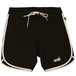 USI UNIVERSAL 411PSBK Men's Standard Physique Board Shorts, Fitness Shorts, Polyester Elastane Construction, Hook Loop Fly (Size: L, Color: Black)