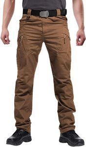 Susclude Mens Tactical Military Pants Ripstop Mens Cargo Pants Cotton Lightweight Outdoor Work Pants Hiking Shooting Pants Men with Pockets Brown 36Wx30L