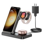 GEEKERA Wireless Charger for Samsung, 3 in 1 Foldable Wireless Charging Station for Samsung Galaxy S24 Ultra Plus S23 S22 S21 S20, Z Flip/Fold 5 4 3, Watch 6 5 4 3 Active, Buds 2 Pro/Live, Android