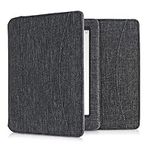 kwmobile Case Compatible with Kobo Aura Edition 1 - Fabric Cover with Magnetic Closure, Strap, Pocket - Dark Grey