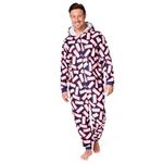 Marvel Adult Onesie for Men Teenagers Hooded Fleece Onesies For Men S-2XL Lounge Wear Mens Nightwear - Gifts for Him (Black/Red, XL)