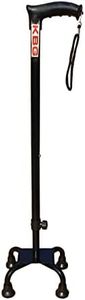 Kbg Surgical 4 Leg Chroome Height Adjustable Men Women Old People Walking Stick - Unisex (Black Dori)