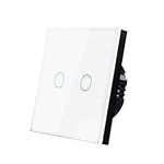 Touch Light Switch, Tempered Glass Panel Light Switche with LED Indicator, Touch Sensitive Light Switch (2 gang White)