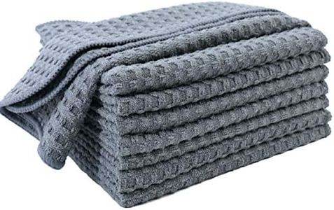 Polyte Ultra Premium Microfibre Kitchen Dish Cloth Waffle Weave, 8 Pack (30x30 cm, Grey)