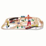 Melissa & Doug Wooden Railway Set, 130 Pieces | Wooden Train Set for Toddlers Ages 3+