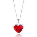 Amazon Collection Sterling Silver Swarovski Elements Two Tone Heart Pendant Necklace, Red, 18"