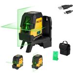 PREXISO Laser Level Self Leveling, 100 Ft Rechargeable & Selectable Green Cross Line Laser Level for Construction, Floor Tile, Home Renovation with Magnetic Pivoting Base, Target Plate & Portable Bag