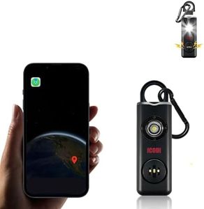 ICODI Localizador GPS Rastreador 4 en 1 con Alarma Defensa Personal 130 dB,sin Tarjeta SIM ni Suscripción, sin Límite Distancia,Luz Intermitente Emergencia y Linterna Led, Compatible Solo con iOS