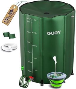 GUGY Rain Water Collection Barrel - 132 Gallon Water Storage Tank with Spigots, Portable Rain Catcher to Collect Rainwater from Gutter, Large Plastic Rain Catchment System with Collapsible Bucket