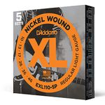 D'Addario Guitar Strings - XL Nickel Electric Guitar Strings - EXL110-5P - Perfect Intonation, Consistent Feel, Reliable Durability - For 6 String Guitars - 10-46 Regular Light, 5-Pack