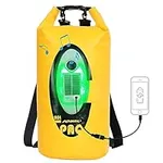 Qoolife Dry Bag Waterproof with Solar Bluetooth Speaker & Light - 20L Roll Top Dry Sack Keeps Gear Dry for Men Women Kayaking, Beach, Rafting, Boating, Hiking, Camping and Fishing (Yellow-BL)