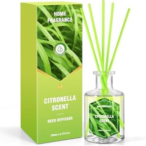 STRN Citronella Reed Diffuser, Lemongrass Fragrance Diffuser for Bathroom, Reed Diffuser Set with 6 Reed Diffuser Sticks, Home Decorations Scent Diffuser 6.76 fl.oz