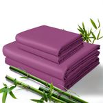 Bedmoon Cooling Twin Single Sheets, 100% Viscose Derived from Bamboo Sheets, Purple Breathable Summer Sheet & Pillowcase Sets, 16" Deep Pocket Luxury Hotel Cozy Soft Bed Sheets