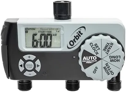 Orbit 56233D 3-Outlet Digital Watering Timer, 3 valves, Black and Gray