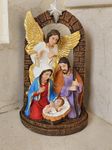 Breeze Handicrafts Resin Decor Medium Size Showpiece for Table Xmas Present to Friend Christmas Gifts Single Piece Holy Family Crib Figurines (Xmas Crib HOLY FAMILY2)