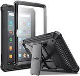 Fintie Shockproof Case for All-New Fire 7 Tablet (12th Generation, 2022 Release), [Tuatara] Rugged Unibody Hybrid Bumper Kickstand Cover with Built-in Screen Protector, Black