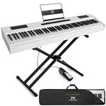 MUSTAR Digital Piano 88 Weighted Keys Hammer Action, Full Size 88 Key Piano Keyboard Weighted, Electric Keyboard Piano with Bluetooth Connection, Portable Case, Sustain Pedal, White