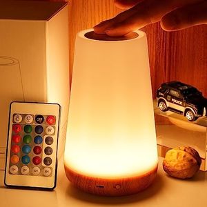 THAUSDAS Night Light, Dimmable Touch Lamp for Bedroom, Portable Table Bedside Lamp, 5 Brightness 13 RGB Colors, Night Lights for Baby Nursery Bathroom