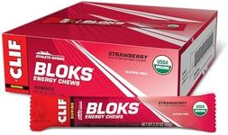 CLIF BLOKS - Strawberry Flavour - Energy Chews - Non-GMO - Plant Based - Fast Fuel for Cycling and Running - Quick Carbohydrates and Electrolytes - 60g. (18 Count)