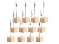 Walquicks 12 Pcs Wooden Memo Clips Holder Table Numbers Place Card Holders Lightweight Wood Cube Base, Memo Photo Picture Paper Note Clip with Alligator Clip Clasp for Displaying Number Cardsr