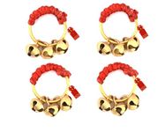 UAPAN Brass Ghungroo Kadi Fingers for Puja Aarti Hand Finger Clapping Ring Cymbals Pooja Bhajan Set Pair Musical Instrument(Red pack of 2 pair)