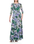 Anne Klein Women's Plus Size Printed MESH 3/4 SLV Maxi Dress, Violet Dawn Multi